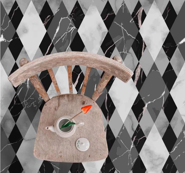 Siyah ve beyaz mermer kareler karo halı - TenStickers