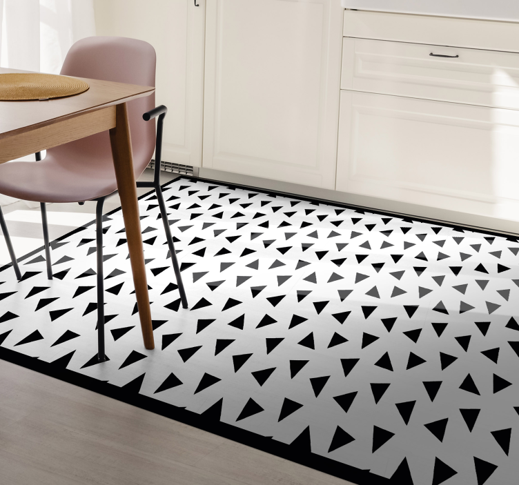 Siyah ve beyaz üçgenler geometrik vinil kilim - TenStickers