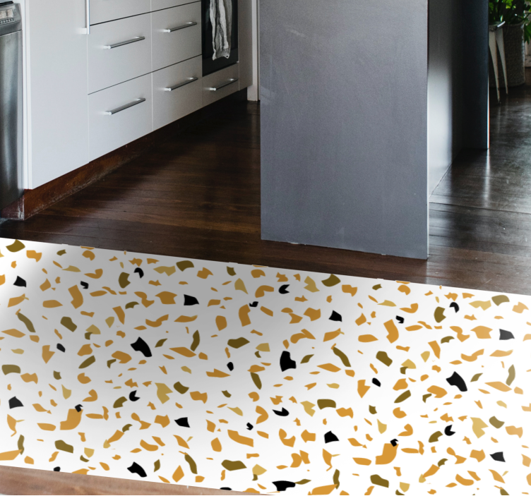 Beyaz ve kahverengi terrazzo doku pvc halı - TenStickers