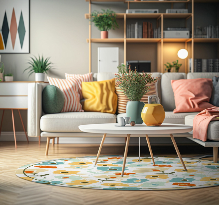 Su boyalı çiçekler doğa pvc halı - TenStickers