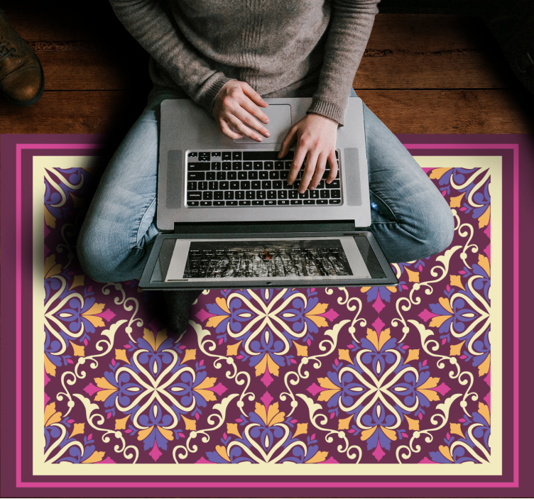 Süslü çini deseni geometrik pvc halı - TenStickers