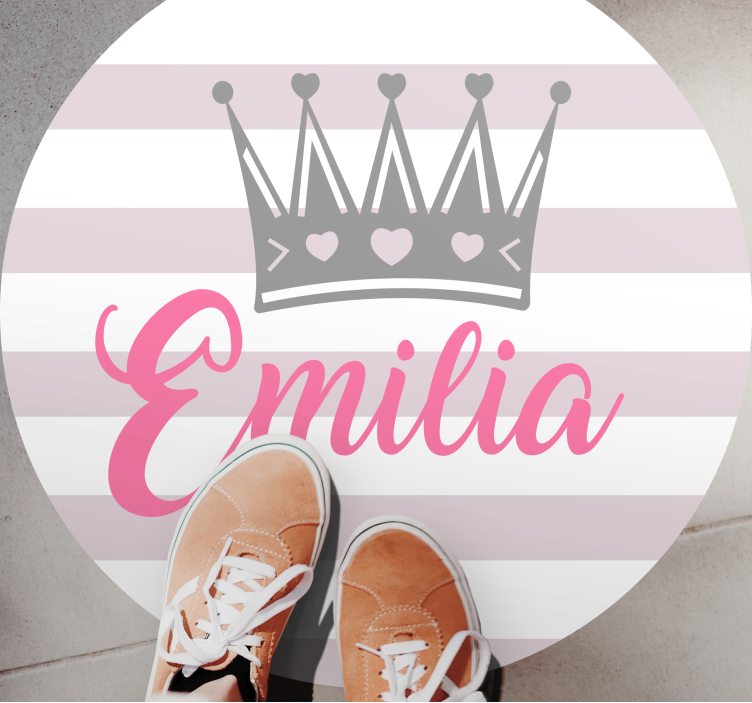 Taç ve çizgiler isimlerle pvc halı - TenStickers