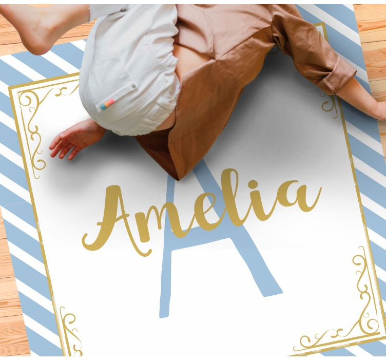 Taçlı ilk ve isim çocuk vinil halısı - TenStickers