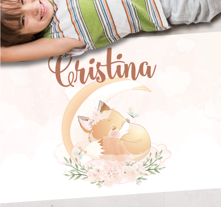 Tatlı tilki çizimi isimlerle pvc halı - TenStickers