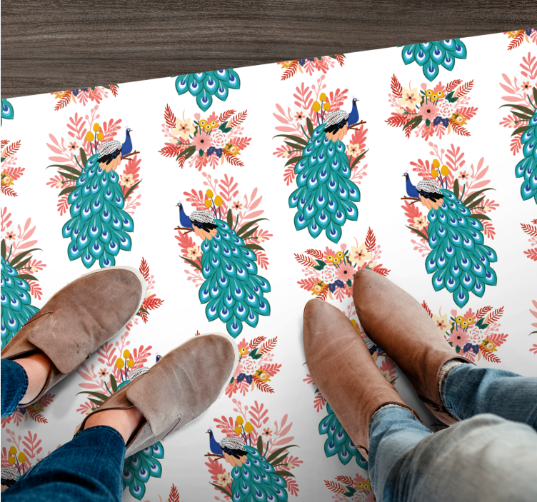Çiçekler ve bitkiler pvc halı tavuskuşu deseni - TenStickers