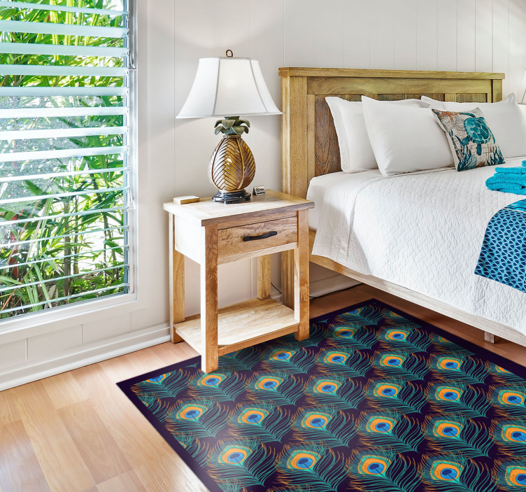 Tavus kuşu tüyü motifi yatak odası pvc halı - TenStickers