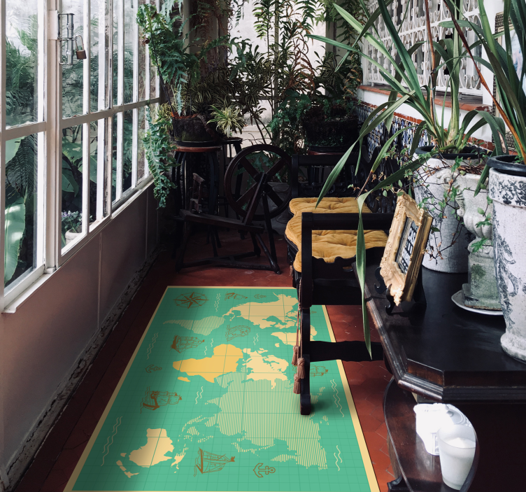 Tekneler vinil halı ile dünya haritası - TenStickers