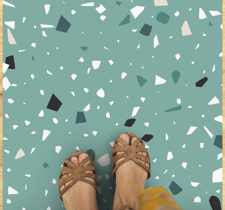 Yeşil terrazzo stili taş etkisi pvc halı - TenStickers