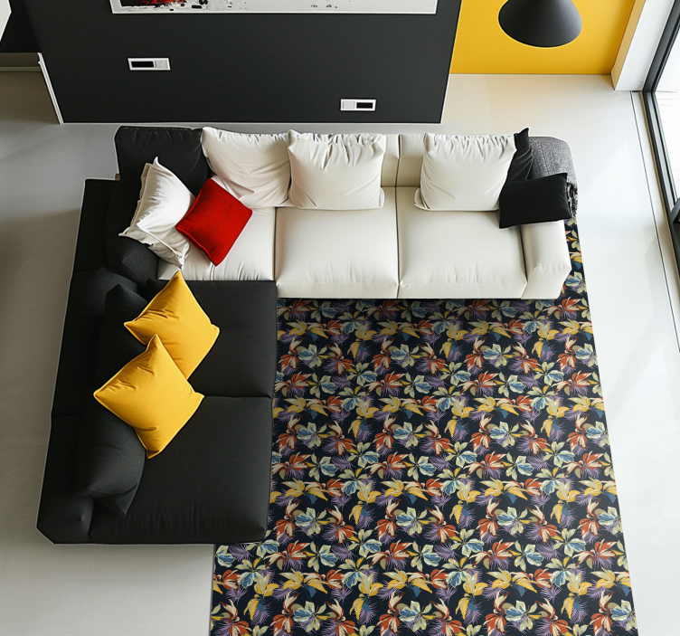 Tropikal botanik çiçekler ve bitkiler pvc halı - TenStickers