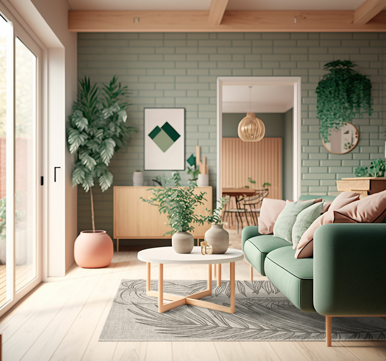 Tropikal Efekt Kumaş çiçekler ve bitkiler pvc halı - TenStickers