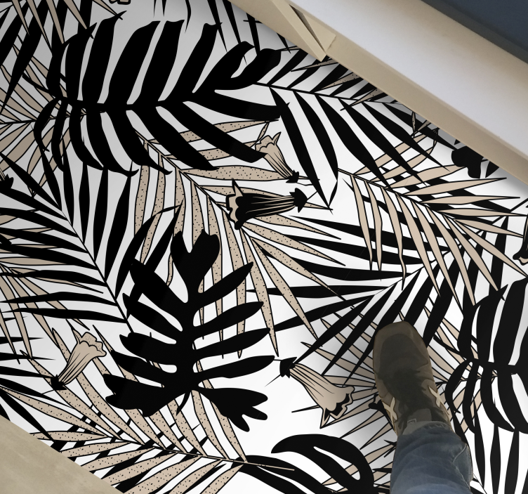 Tropikal yaprak elementi doğa pvc halı - TenStickers