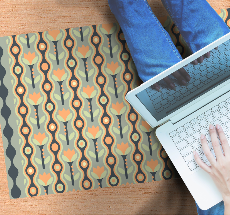 Turuncu düzensiz çiçekli kilim - TenStickers