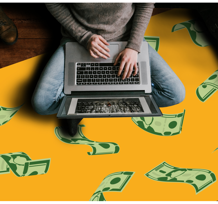 Ev ofis için uçan dolar faturaları vinil halı - TenStickers
