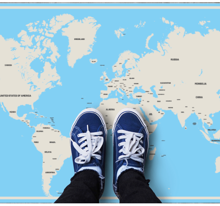 ülke isimleri dünya haritası halı ile açık renkler - TenStickers