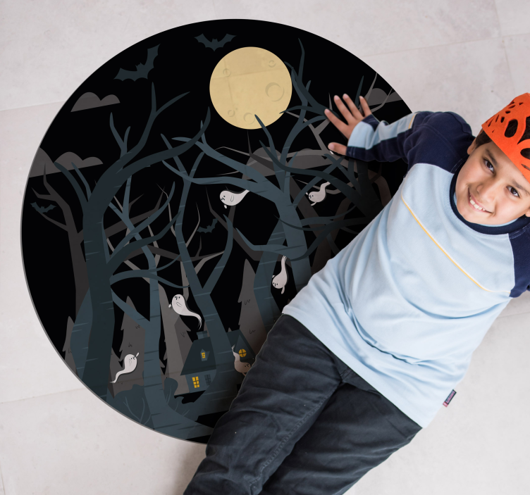 ürkütücü orman sahnesi cadılar bayramı pvc halı - TenStickers