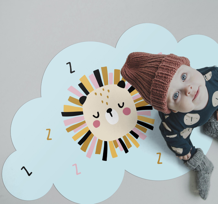 Uykulu aslan bulutu çocukta pvc halı - TenStickers