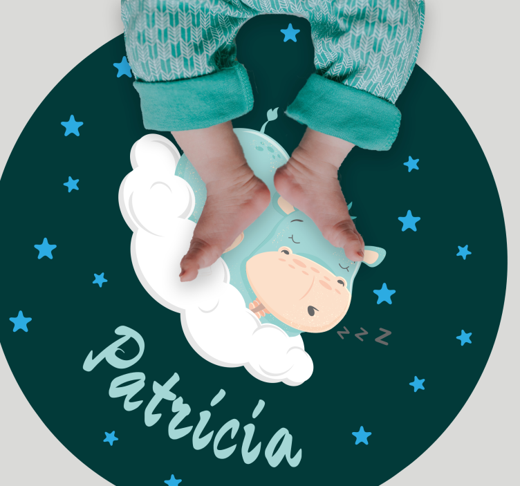 Isimli uykulu su aygırı bebek pvc halı - TenStickers