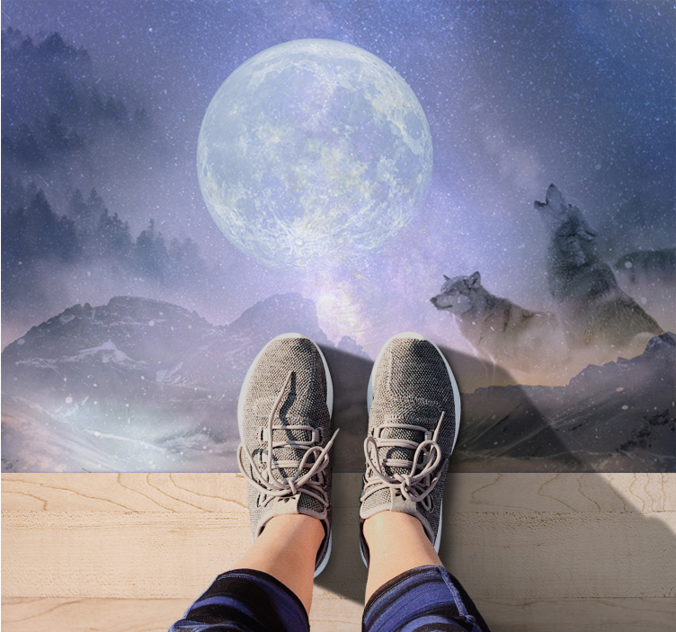 Uzay doğa vinil halı arayan kurt çift - TenStickers