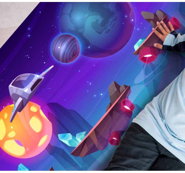 Uzay yıldızı vinil kilimde karikatür uzay sığırı - TenStickers