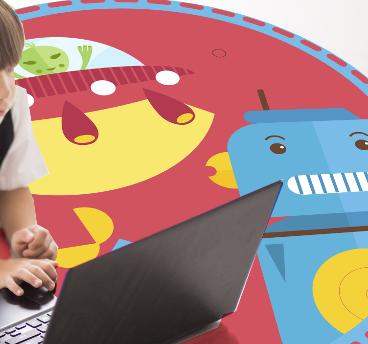 Uzaylı robot karikatür çocuklar vinil halı ile savaş - TenStickers