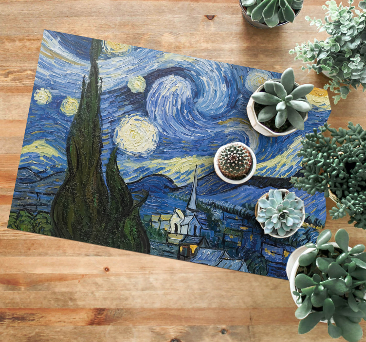 Van gogh yıldızlı gece vinil halı yemek odası için - TenStickers