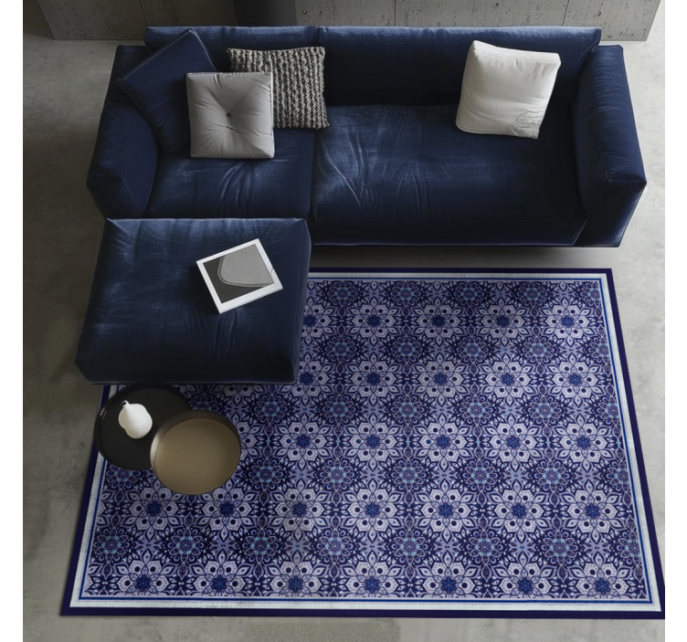 Vintage çiçek tasarımı mavi pvc halı - TenStickers