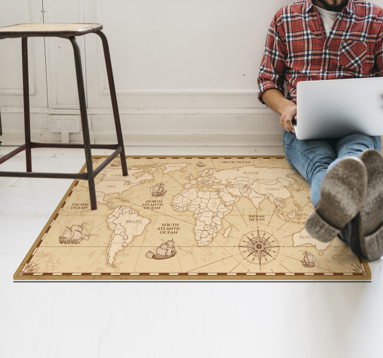 Inanılmaz vintage dünya haritası vinil halı - TenStickers