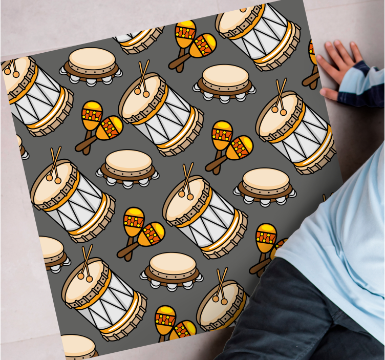 Vurmalı motifler desen kare vinil halı - TenStickers