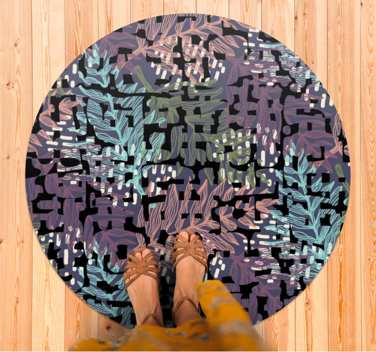 Yapraklı botanik elementler çiçekler ve bitkiler pvc halı - TenStickers