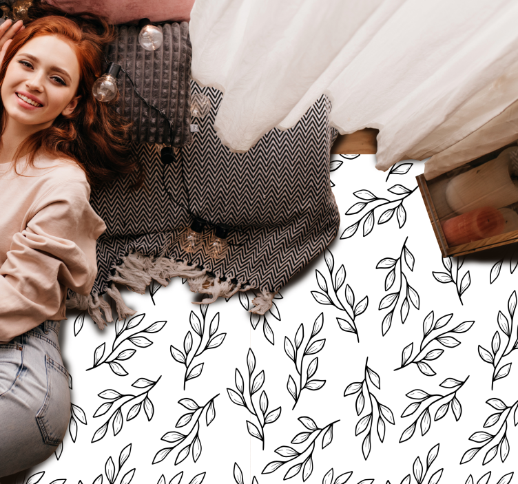 Yapraklı dal deseni doğa pvc halı - TenStickers