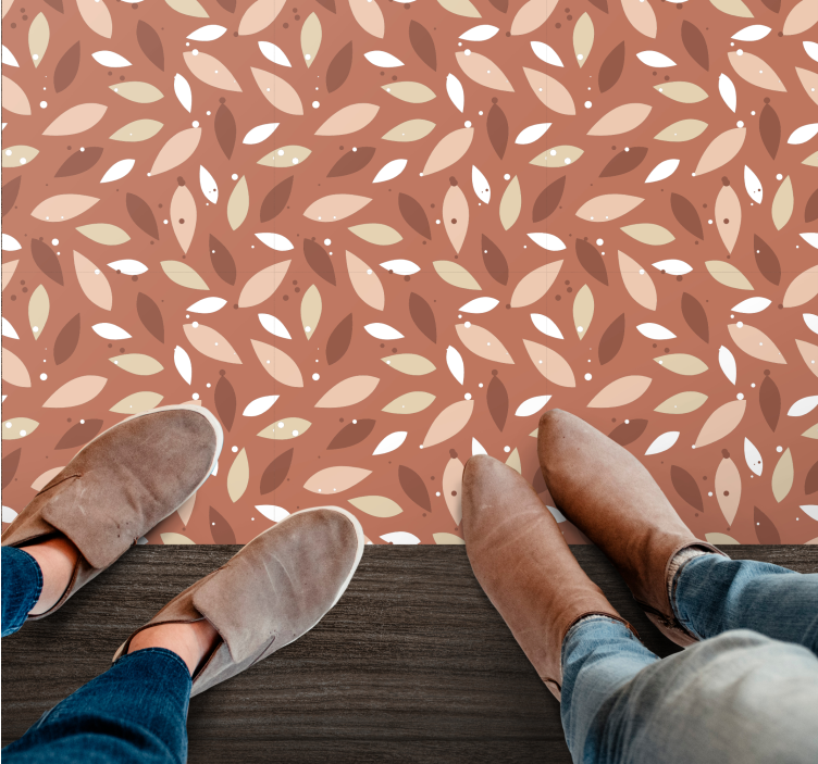 Yapraklı desen çiçekler ve bitkiler pvc halı - TenStickers