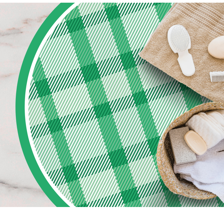 Yeşil ekose desen yuvarlak pvc halı - TenStickers