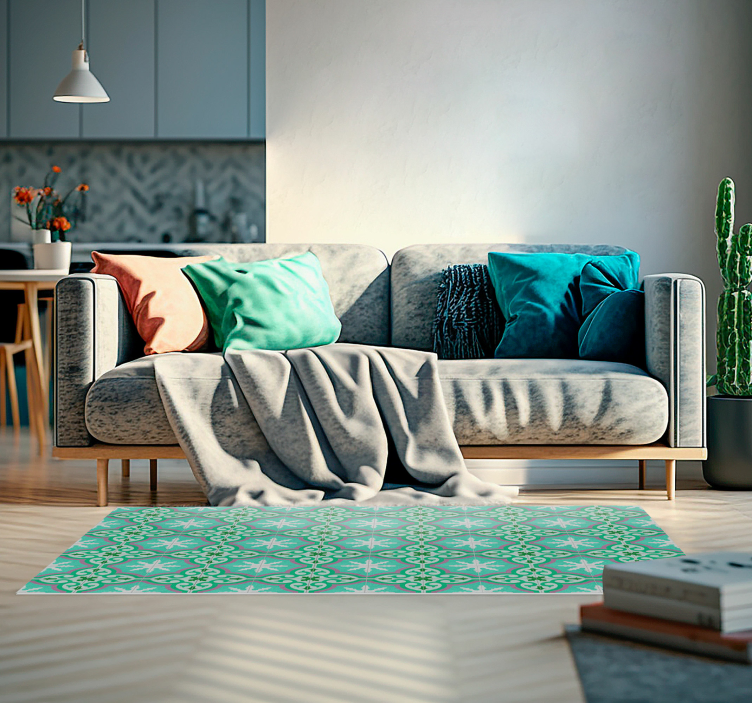 Yeşil Hidrolik Tile Türkçe vintage pvc halı - TenStickers