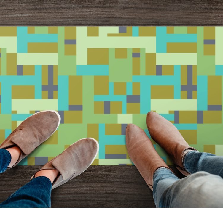 Yeşil renk segmentleri geometrik pvc halı - TenStickers