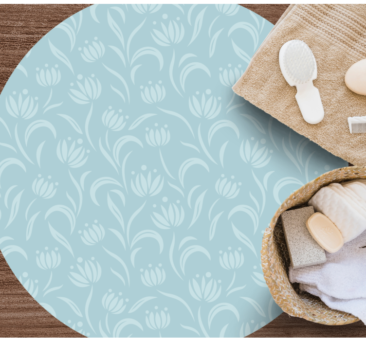 Mavi yumuşak desen çiçekler ve bitkiler pvc halı - TenStickers