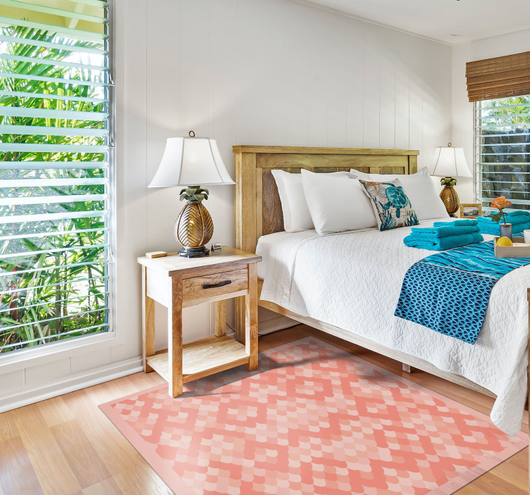 Yumuşak pembe balık pulları hayvan baskı pvc halı - TenStickers