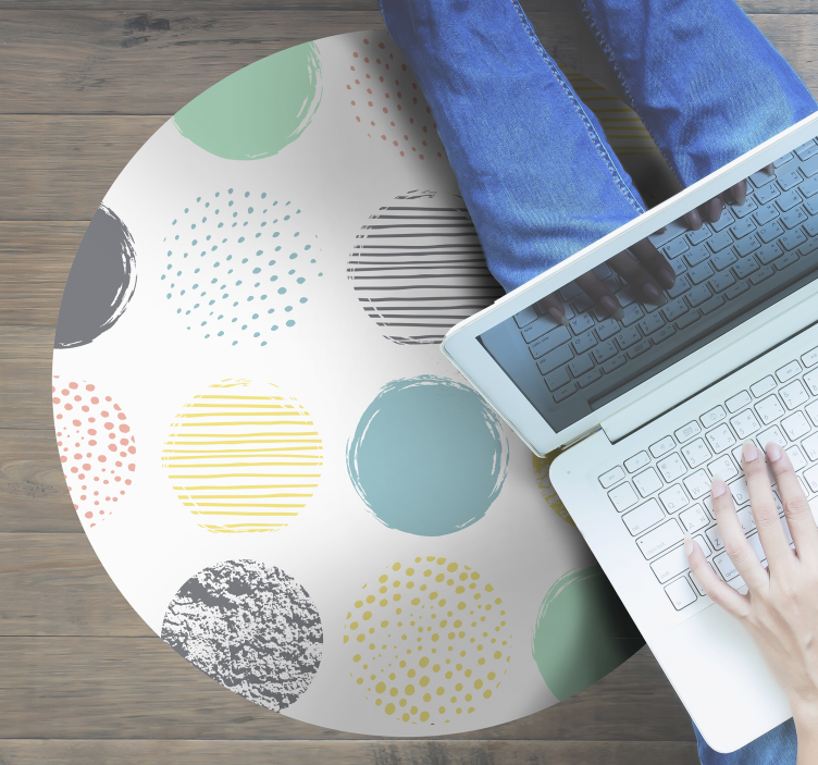 Pastel tonlarda yuvarlak vinil halı nokta - TenStickers