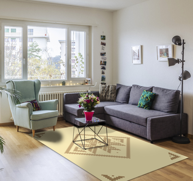 Zarif geometrik kontrast oturma odası pvc halı - TenStickers