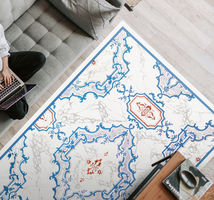 Zarif mavi desenler Mermer vinil halı - TenStickers