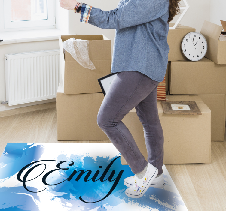 Isimli mavi sıçrama gençler pvc halı - TenStickers