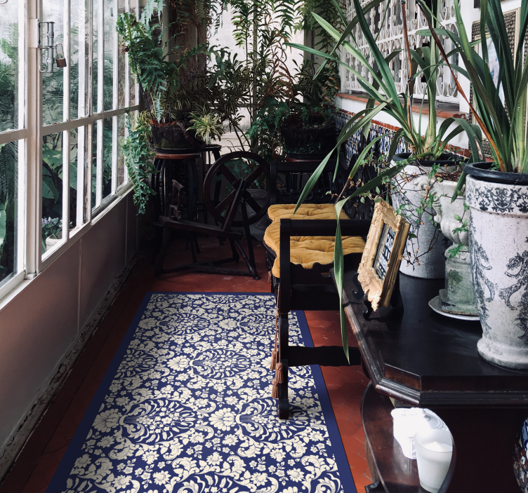 Zarif süsler koyu mavi modern vinil halı - TenStickers