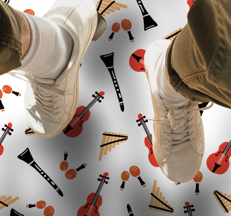 Zarif yeşil keman deseni kare vinil halı - TenStickers