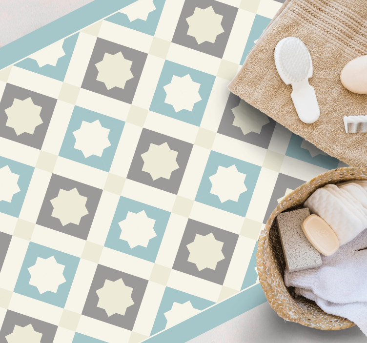Zarif yıldız motifi fayans efekti pvc halı - TenStickers