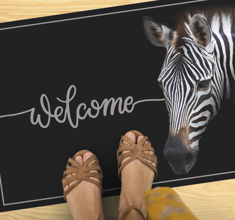 Zebra hoş geldiniz grafiği cümleleri ile pvc halı - TenStickers