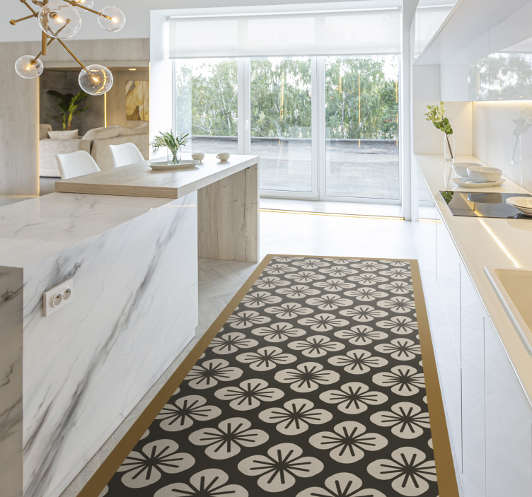 Zemin tasarımı siyah çiçek halı - TenStickers