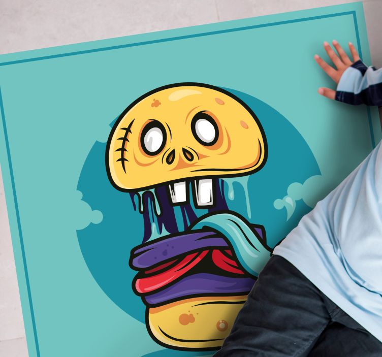 Zombi burger karikatür modern halı - TenStickers