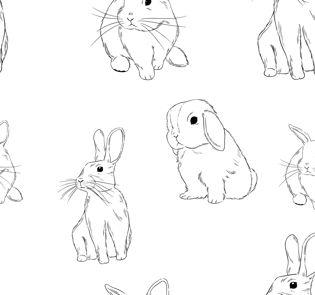 Beyaz tavşanlar beyaz pvc halı - TenStickers