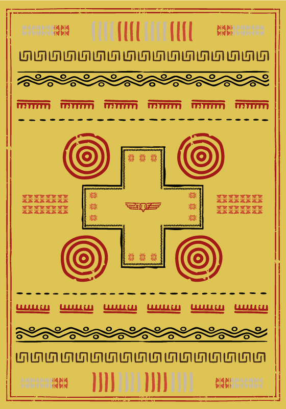 Etnik tasarım sarı pvc halı - TenStickers