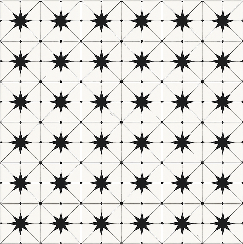 Encaustic yıldız deseni yemek odasi pvc halı - TenStickers