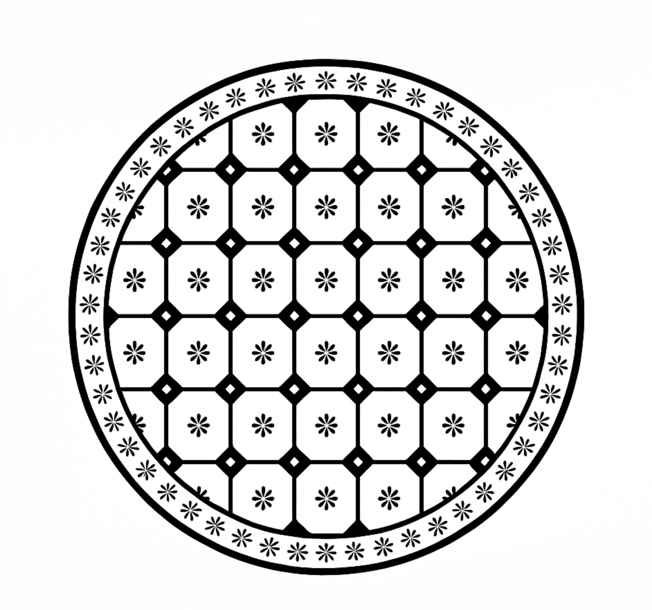 Siyah-beyaz fayans deseni yemek odasi pvc halı - TenStickers
